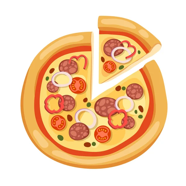 孤立在白色背景上的比萨饼平图标 — 图库矢量图片
