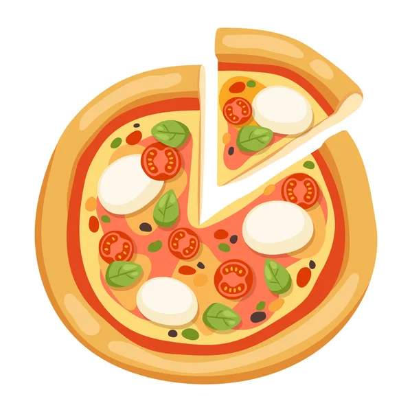 Pizza ploché ikony izolovaných na bílém pozadí — Stockový vektor