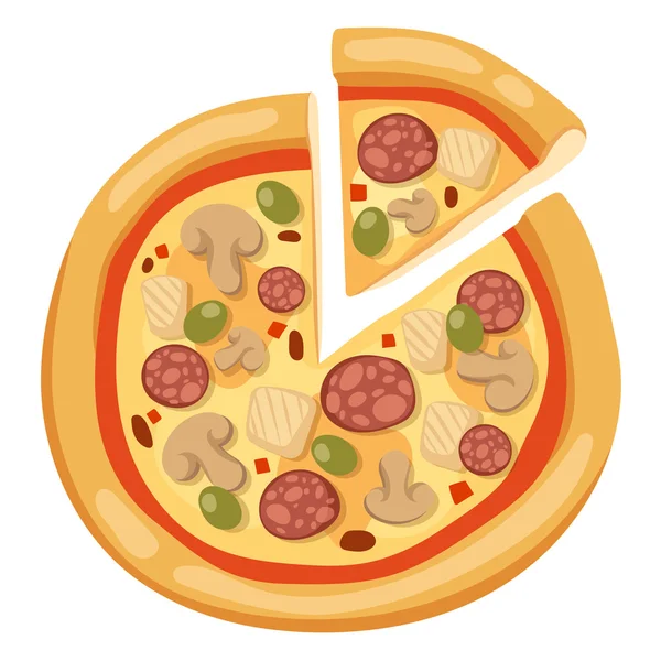 孤立在白色背景上的比萨饼平图标 — 图库矢量图片