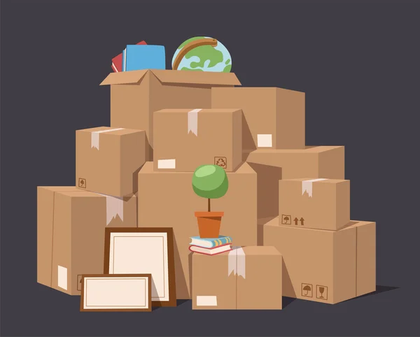 Mover cajas de servicio ilustración vectorial completa — Vector de stock