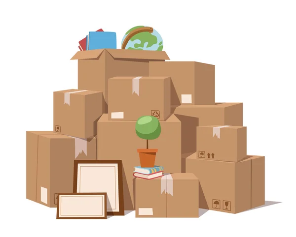 Mover cajas de servicio ilustración vectorial completa — Vector de stock