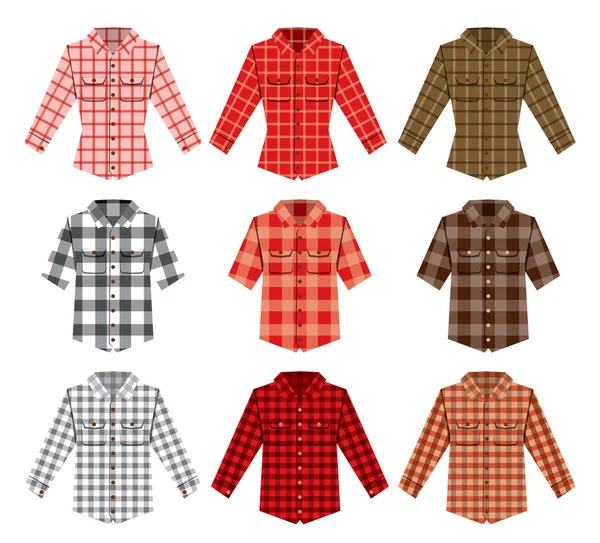 Lumberjack check shirts lumberjack old fashion patterns — Stock Vector