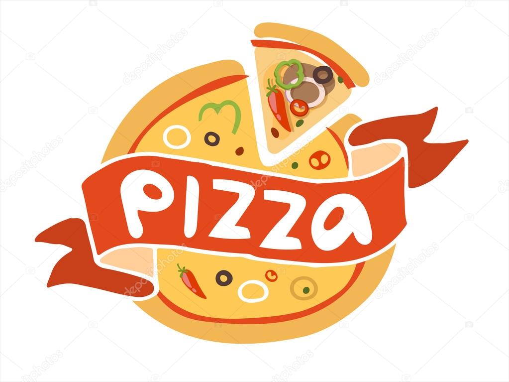 Pizza flat icon logo template
