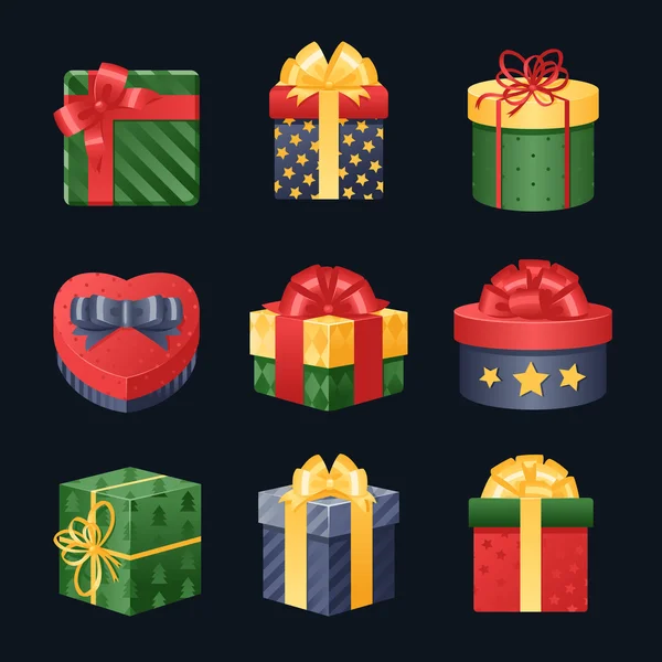 Colorful gift boxes with bows and ribbons Stock Vector Image by