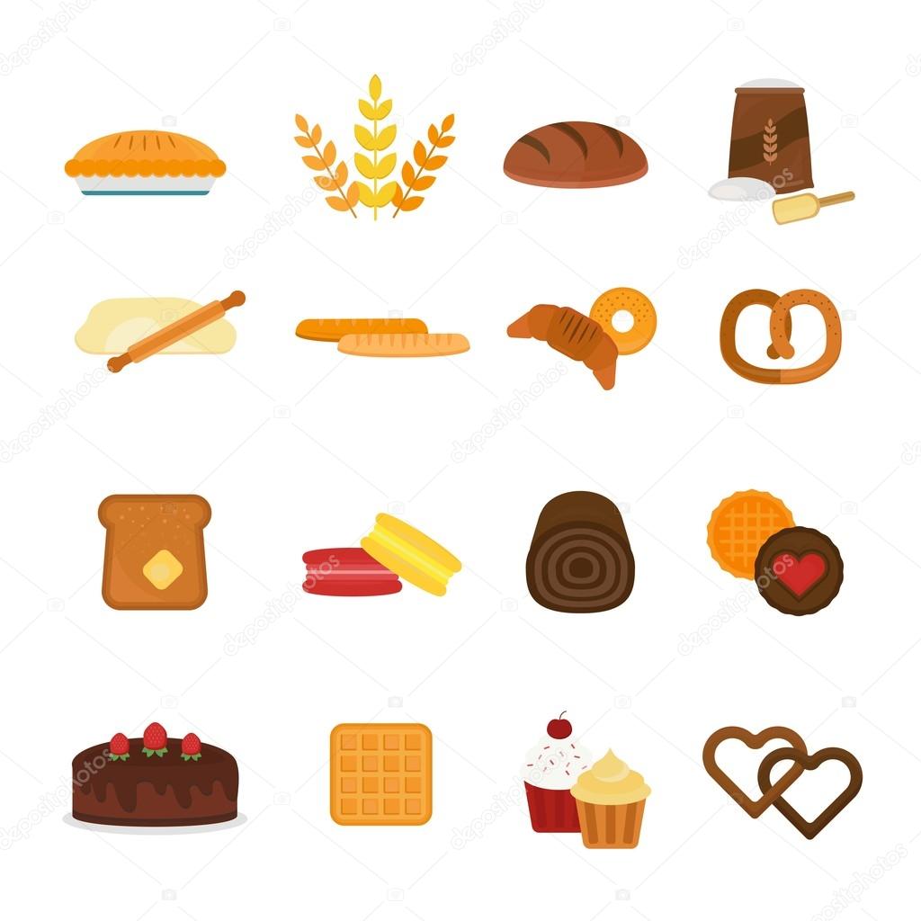 fresh baked bread products icons