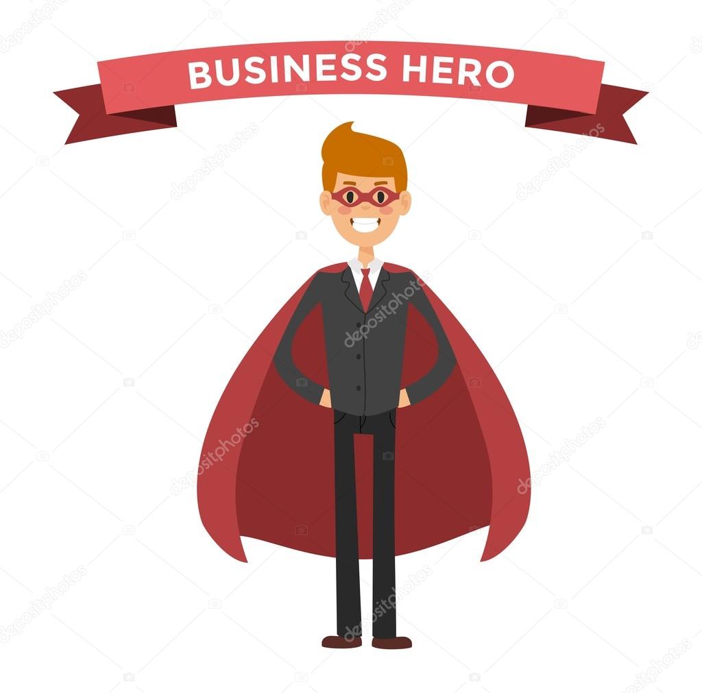 Superhero business man in action vector
