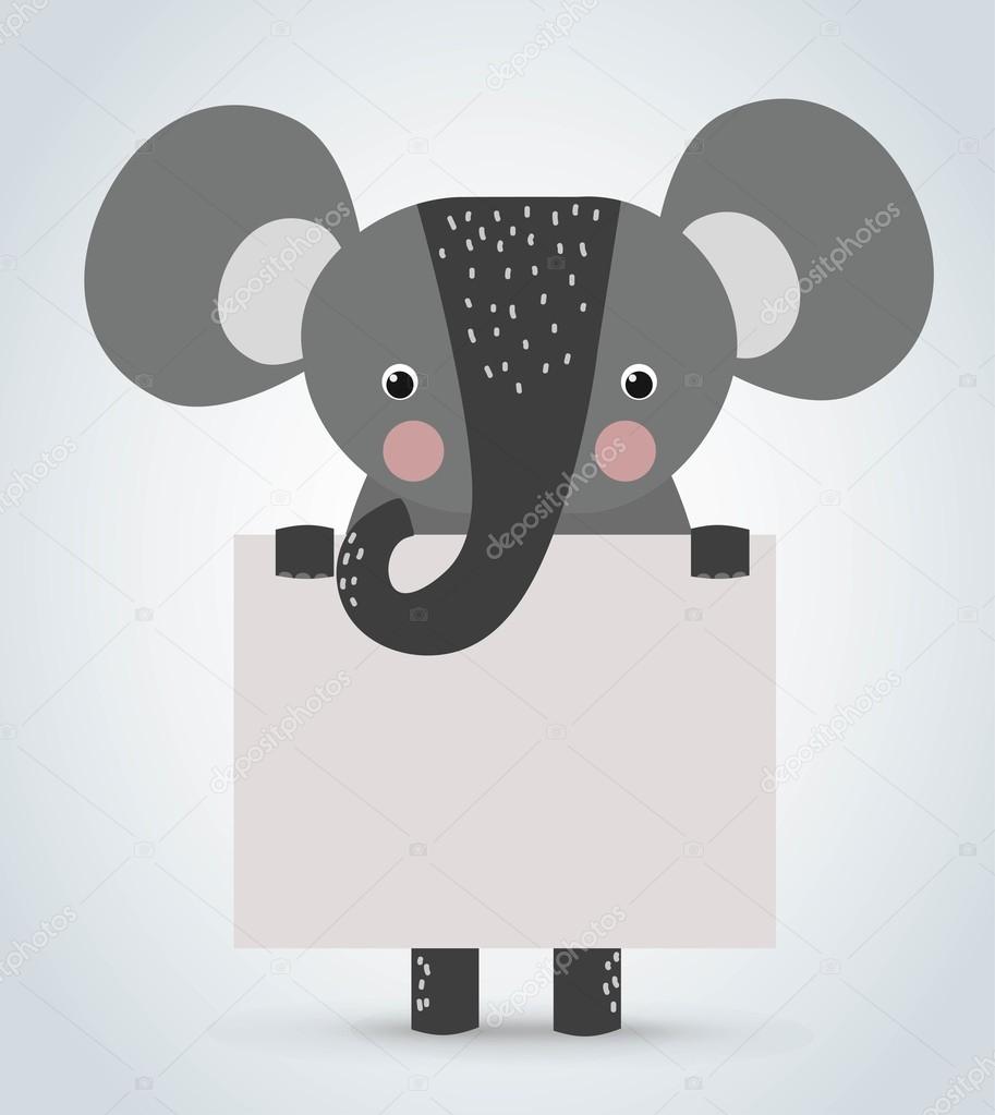 Elephant wild cartoon animal holding clean welcome boardvector