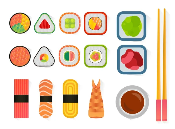 Set de sushi y rollos vectoriales — Vector de stock