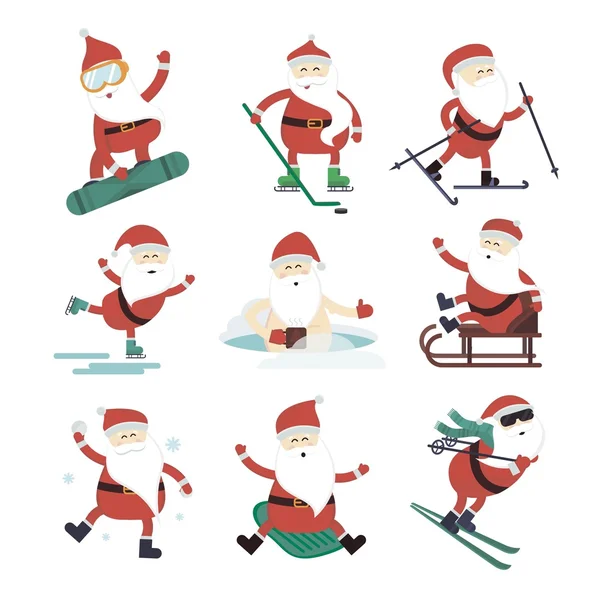 Γελοιογραφία ακραίο άθλημα χειμώνα Santa — Διανυσματικό Αρχείο