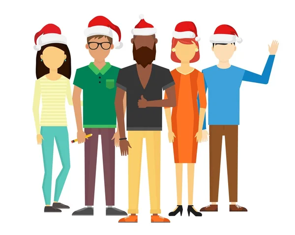 Équipe d'affaires personnes Carte de voeux de Noël — Image vectorielle