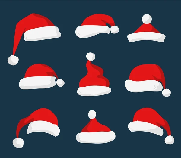 Красные шляпы Санта-Клауса — стоковый вектор