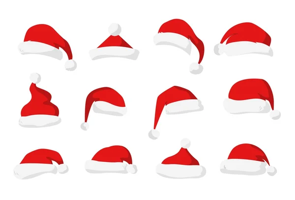 Papai Noel chapéus vermelhos — Vetor de Stock