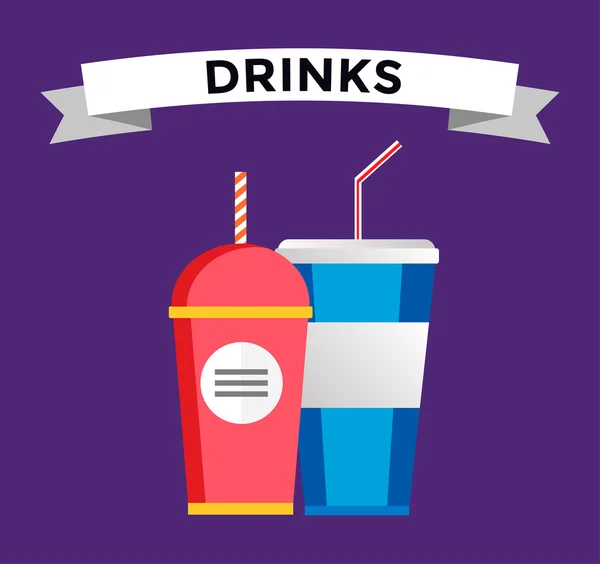 Set de bebidas de comida rápida — Vector de stock