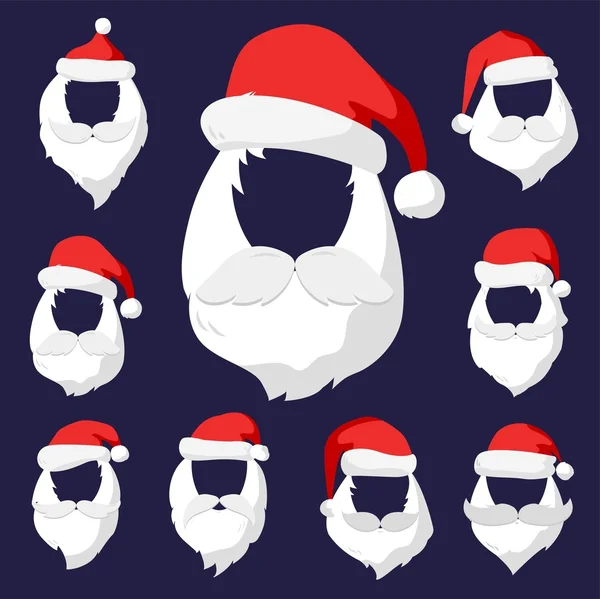 Portret Santa Claus gezicht knippen maskers — Stockvector