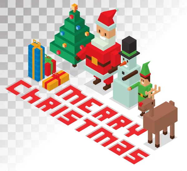 Papai Noel, Missis Claus, cervo, boneco de neve, elfo desenho animado menino — Vetor de Stock