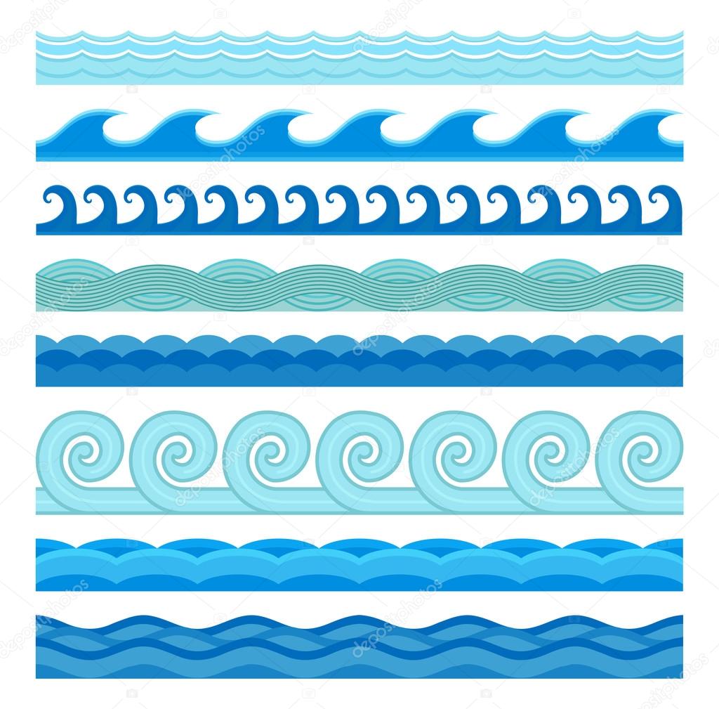Waves seamless pattern blue color