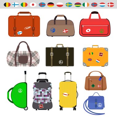 Travel bags isolated on white background clipart