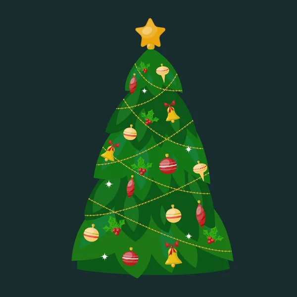 Christmas tree flat — Stock Vector