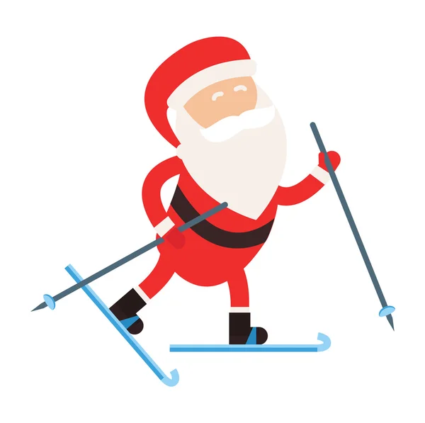 Cartoon Weihnachtsmann Wintersport Illustration — Stockvektor
