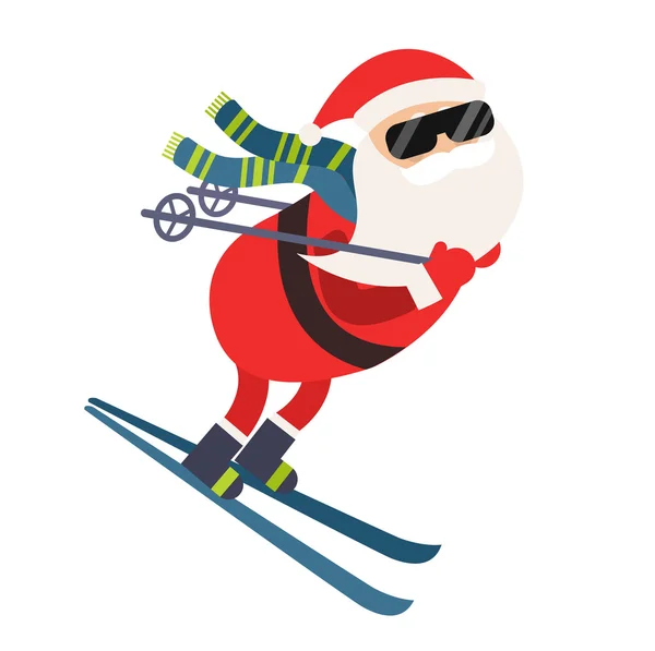 Desenhos animados Santa esporte de inverno — Vetor de Stock