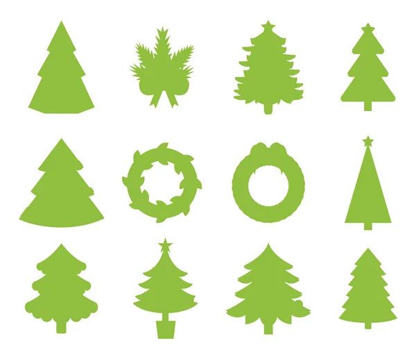 Χριστουγεννιάτικο δέντρο επίπεδη εικόνες set — Διανυσματικό Αρχείο