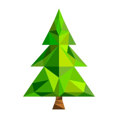 Christmas tree flat 3d lowpoly pixel art icon