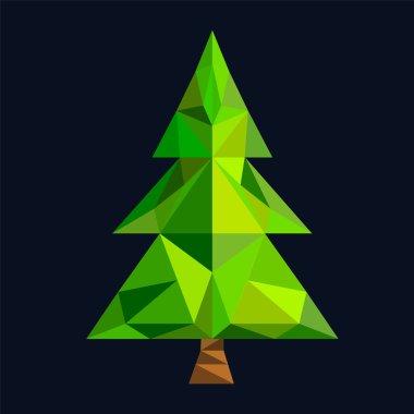 Christmas tree flat 3d lowpoly pixel art icon
