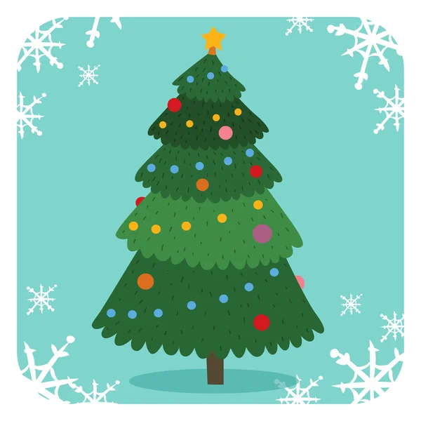 Christmas tree flat design vactor icon greeting card — 스톡 벡터
