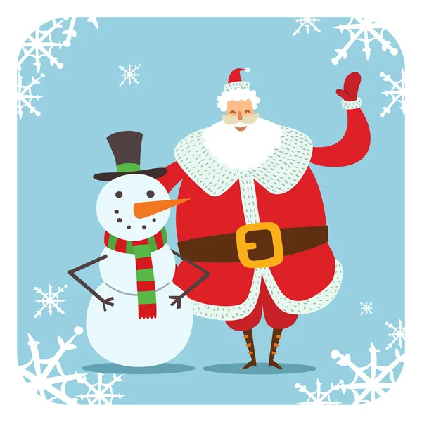 Santa Claus and snowman vector illustration — Διανυσματικό Αρχείο