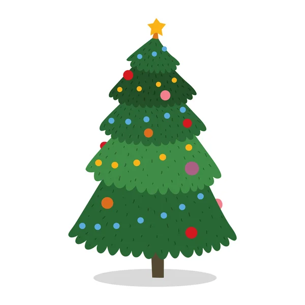 Christmas tree flat design vactor icon greeting card — Stock vektor