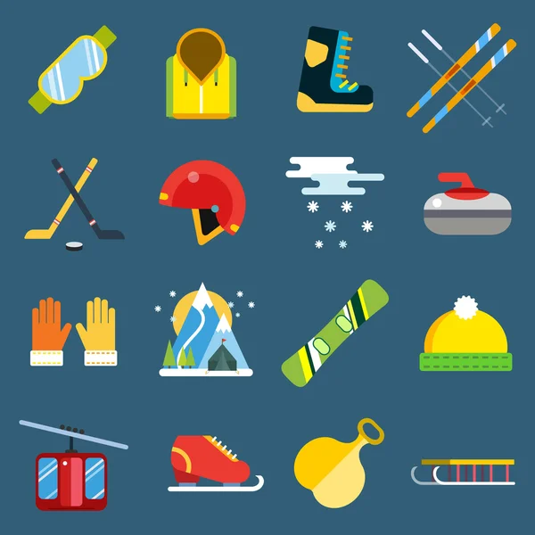 Ensemble d'icônes vectorielles de sport d'hiver — Image vectorielle