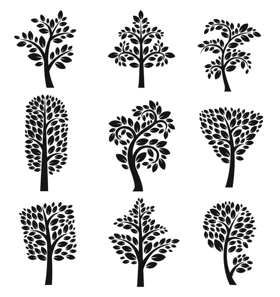 Stylized vector tree collection — Stock Vector