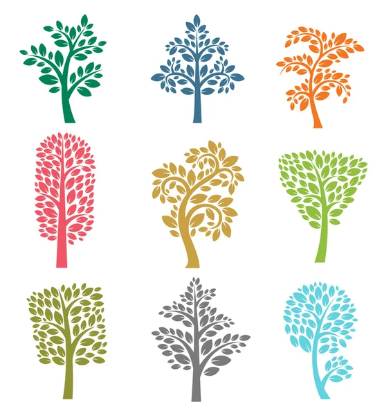 Colección de árbol vectorial estilizado — Vector de stock