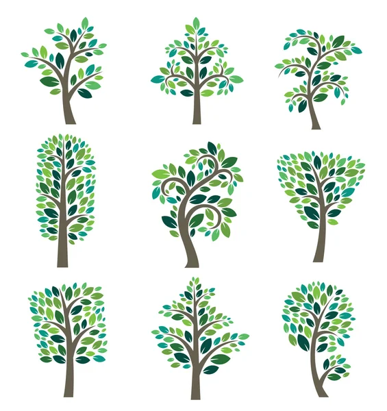 Συλλογή δέντρων στυλιζαρισμένη διάνυσμα — Διανυσματικό Αρχείο