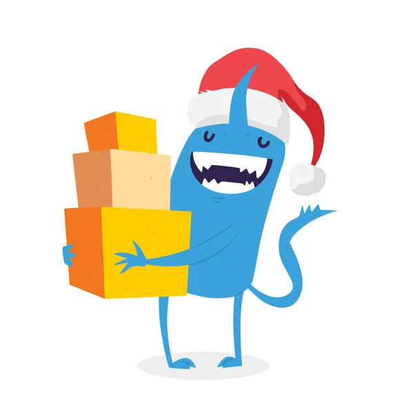 Dessin animé monstres mignons Noël vente shopping vecteur — Image vectorielle