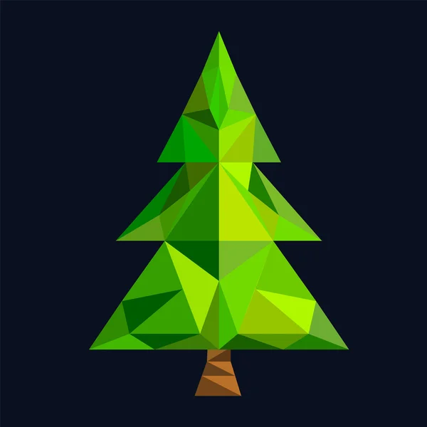 Christmas tree flat 3d lowpoly pixel art icon — Stock Vector