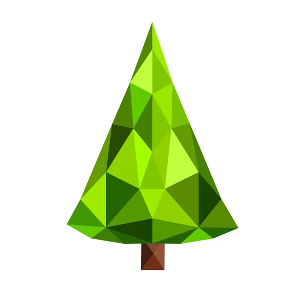 Christmas tree flat 3d lowpoly pixel art icon — Stock Vector