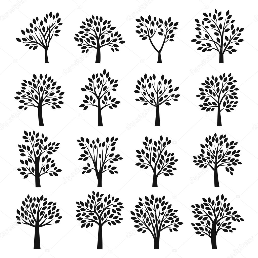 Stylized vector tree collection