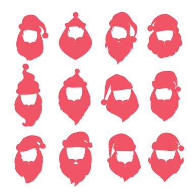 Portrait Santa Claus coloreful face icons silhouette