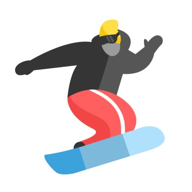 Poz kış açık arka plan üzerinde atlama snowboarder