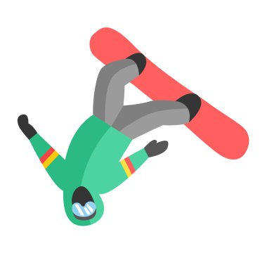 Poz kış açık arka plan üzerinde atlama snowboarder
