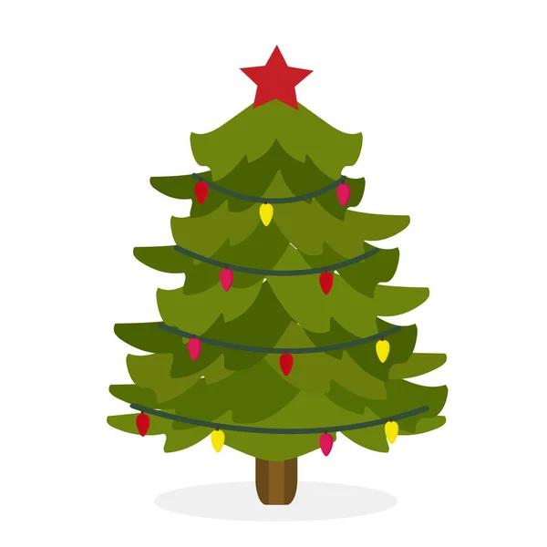 Árbol de Navidad iconos planos conjunto — Archivo Imágenes Vectoriales