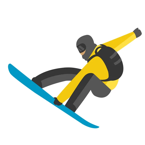 Snowboarder salto pose en invierno al aire libre fondo — Vector de stock