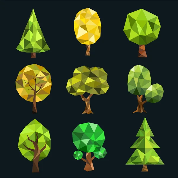 Stiliserade vektor träd insamling — Stock vektor
