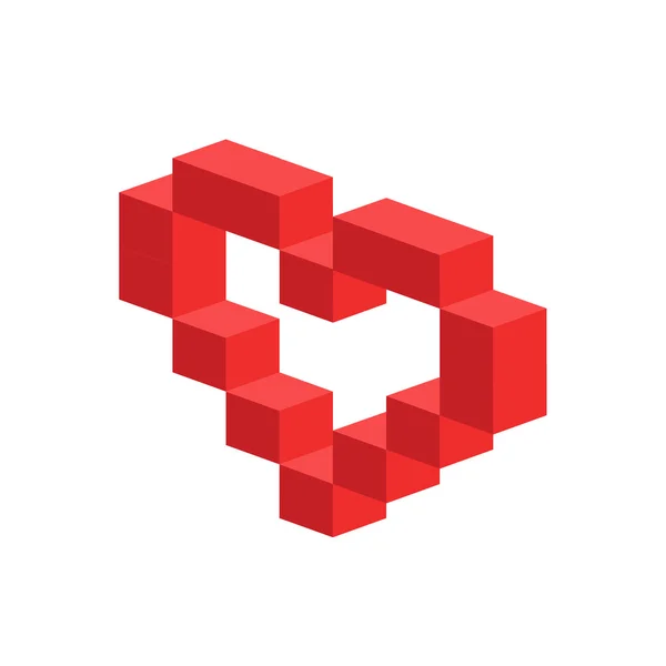 Heart vector 3d isometric icon — Stock Vector