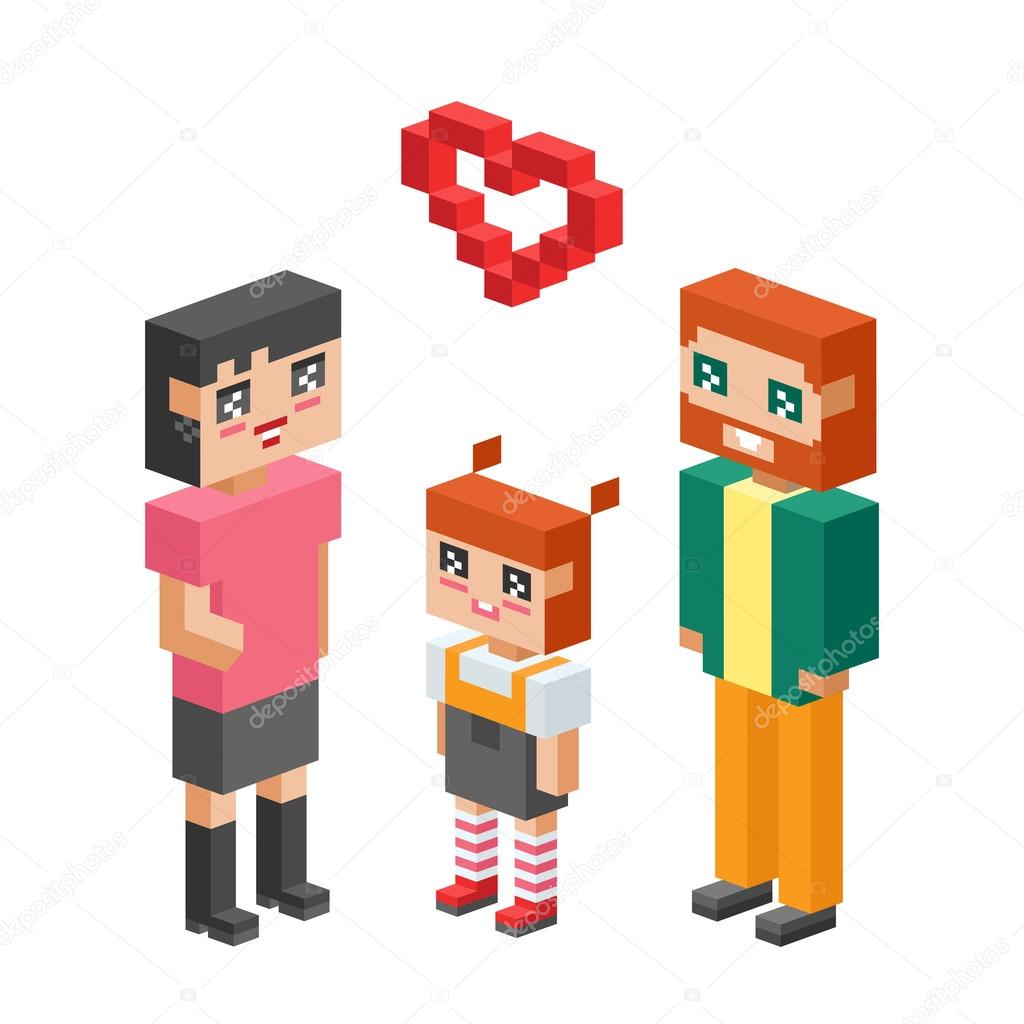 Isometric family couples love hearts