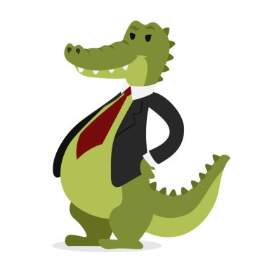 Crocodile business man vector portrait illustration on white background
