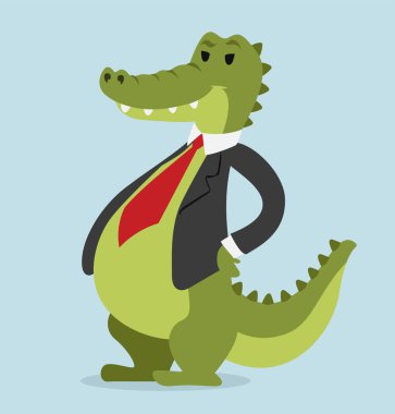 Crocodile business man vector portrait illustration on background