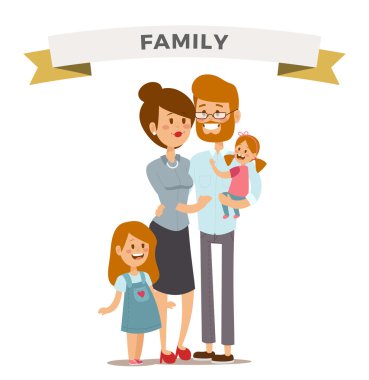 Küçük kız, kadın ve adam mutlu aile Çift