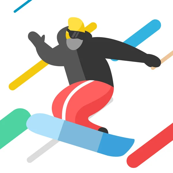 Snowboarder saut pose sur fond d'hiver extérieur — Image vectorielle